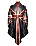 Motorcycle Men’s Vintage Union Jack Tail Leather Coat