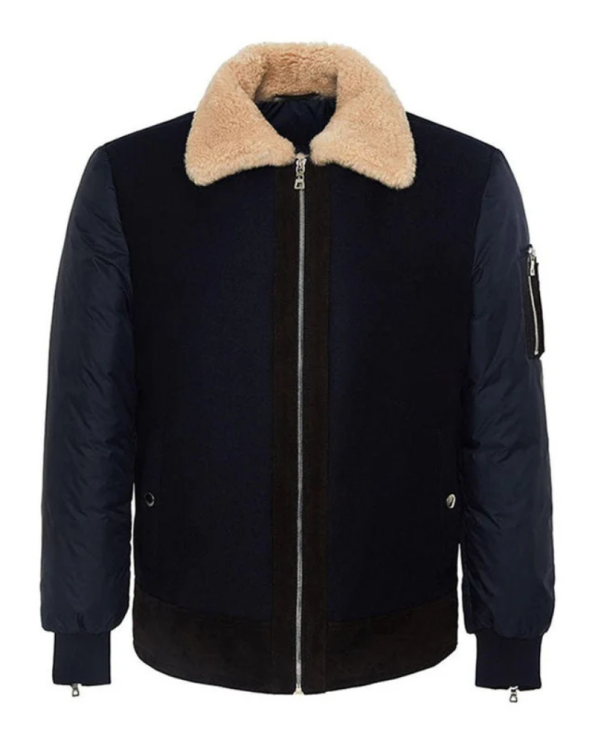 Robert Men's Aviator Navy Blue Wool Jacket