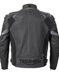 Triumph Triple Perforated Black Leather Motorcycle Jacket