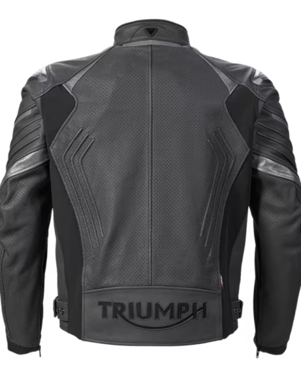 Triumph Triple Perforated Black Motorcycle Jacket