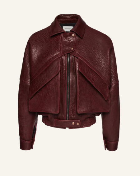 Vintage Burgundy Leather Bomber Flight Jacket
