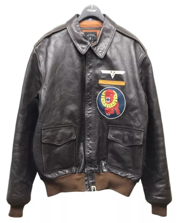 A Bathing Ape The Real Mccoy's A-2 Horsehide Flight Brown Jacket