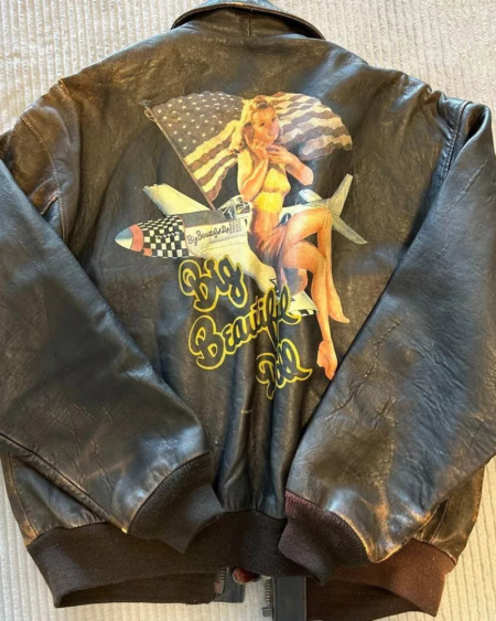 AVIREX A-2 BIG BEAUTIFUL DOLL Black Leather Flight Bomber Jacket