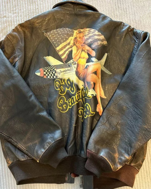 AVIREX A-2 BIG BEAUTIFUL DOLL Black Leather Flight Bomber Jacket
