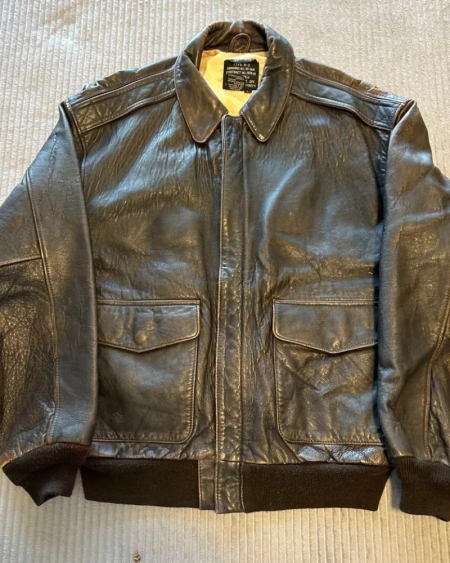 AVIREX A-2 BIG BEAUTIFUL DOLL Black Leather Flight Jacket