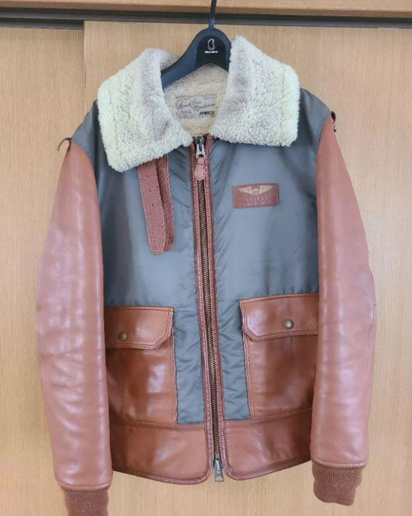 Avirex B-3 Real Mouton Leather & Nylon Flight Jacket
