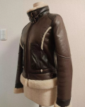 Avirex Type B-3 Hooded Shearling Brown Leather Jacket