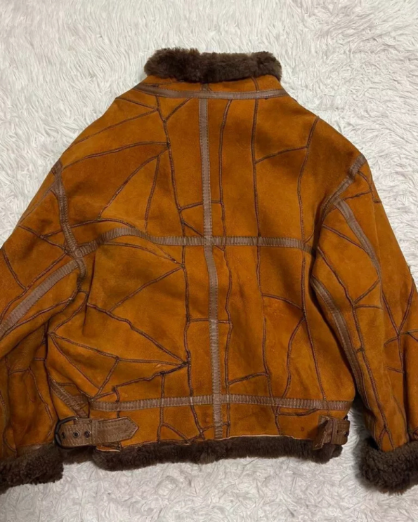 Brown B-3 Leather Flight Mouton Bomber Jacket