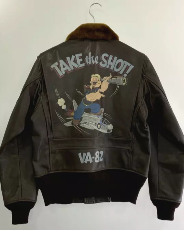 Buzz Rickson's Type G-1 Brown Leather Popeye Paint Jacket