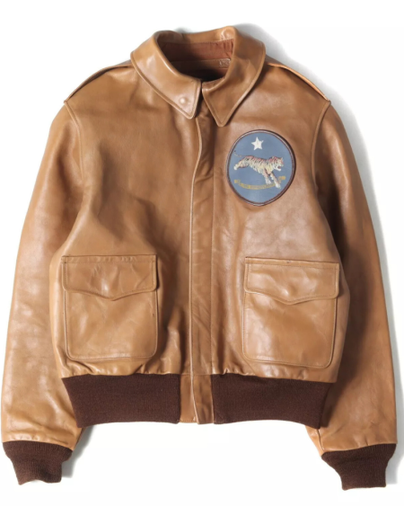 BuzzRicksons RRL Double Patched A-2 Brown Leather Flight Jacket