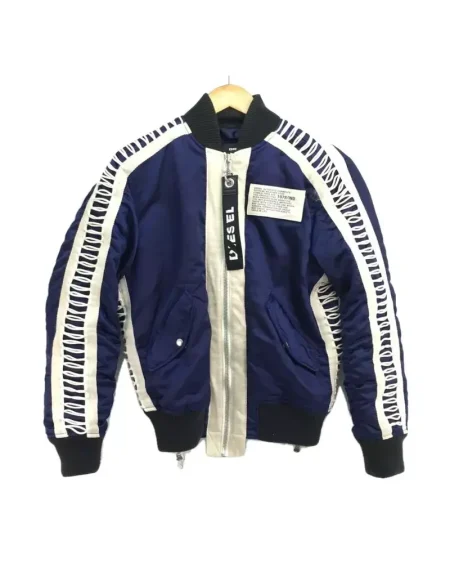 Diesel Ma-1 Navy Blue And White Flight Jacket