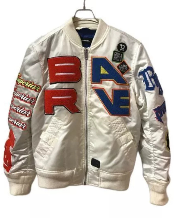 Diesel Ma-1 White Satin Flight Jacket