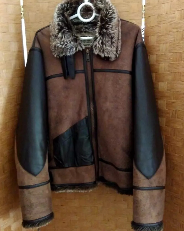 EDWIN Type B-3 Leather Brown Flight Mouton Bomber Jacket