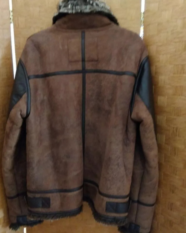 EDWIN Type B-3 Leather Brown Flight Mouton Jacket