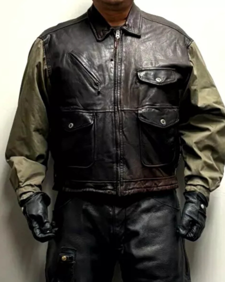 Gordon & Ferguson Brown Leathercotton A2 Leather Bomber Jacket