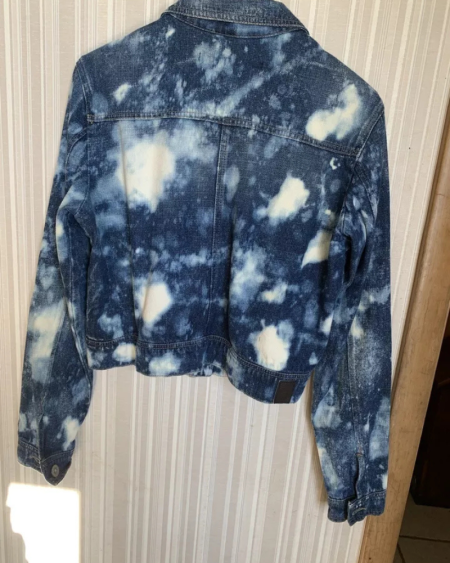 Highway Jeans Women's Long Sleeve Blue Wash Bleach A-2 Denim Jacket