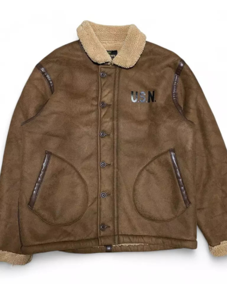 Houston B 3 Flight Mouton Brown Leather Flight Jacket