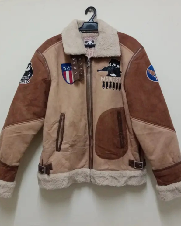 Pandiesta Japan B-3 Bronze Brown Bomber Leather Jacket