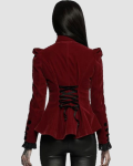 Red Women Vampire’s Gothic Victorian Velvet Lace Short Jacket