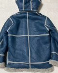Schott Type B-3 Mouton Blue Leather Flight Hooded Jacket