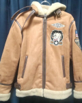 The Brave Man Betty Boop Mouton Bomber Brown B-3 Leather Flight Jacket