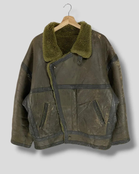 Very Rare Vintage 70s Issey Miyake Mouton Leather B-3 Sheepskin Shearling Jacket