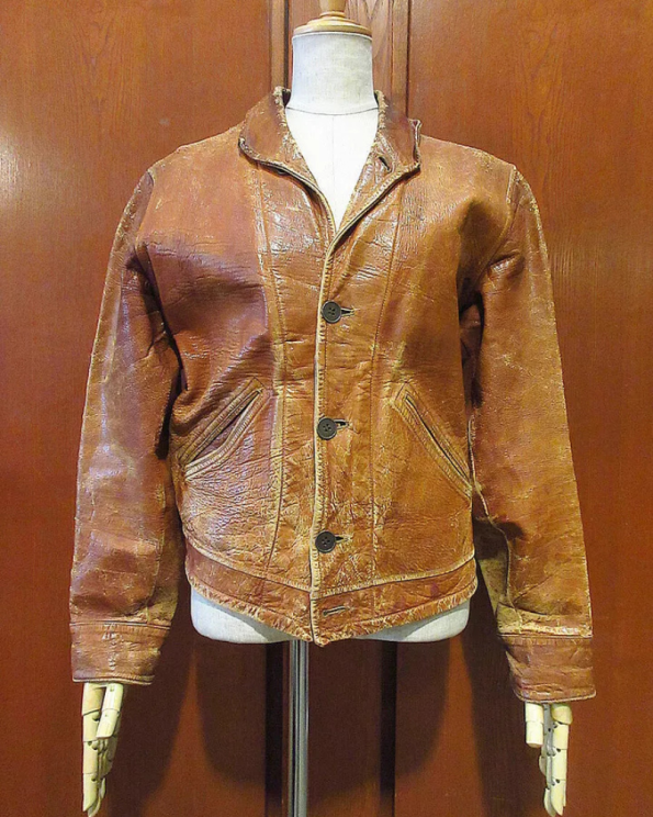 Vintage A-1 30's Scully Bros. Brown Leather Cossack Jacket