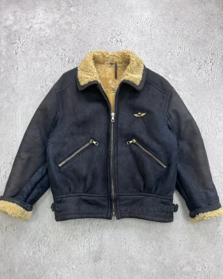 Vintage Air Force 90's Black Sheepskin Shearling B-3 Type Jacket