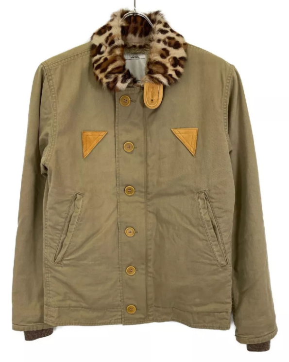 Visvim Cotton Collar Leopard N-1 Deckhand Beige Jacket