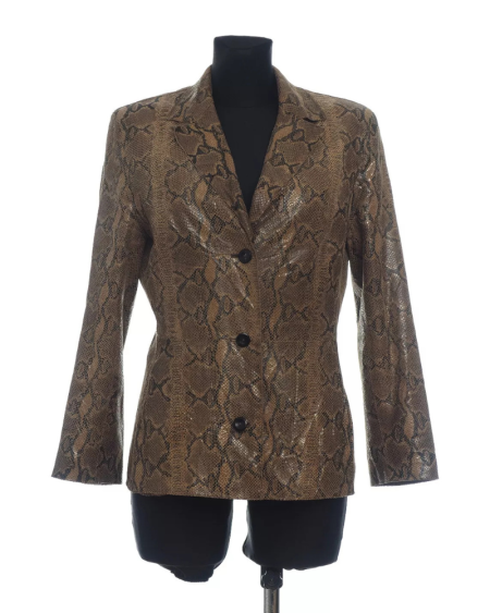 Marc Cain Women's Brown Animal Print Leather Jacket