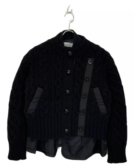 Sacai Black Knit Layered Ma-1 Flight Jacket