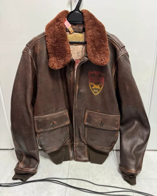 Squardron 75 Centenaries Avirex G-1 Brown Leather Jacket