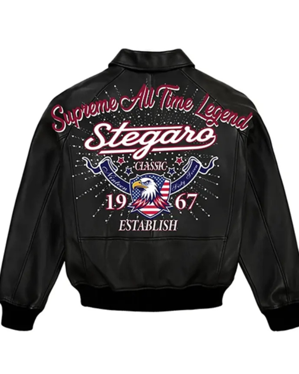 Stegaro Supreme Black Leather Jacket