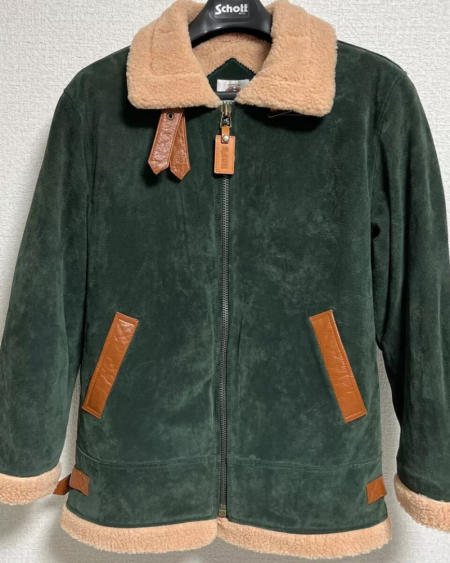Untory Hop S Men' S Genuine Leather B-3 Back Boa Bomber Jacket