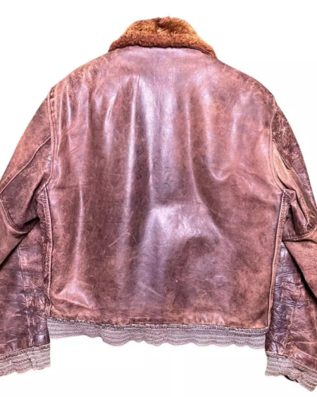 Vintage A-2 Brown Collar Boa Cause Leather Jacket